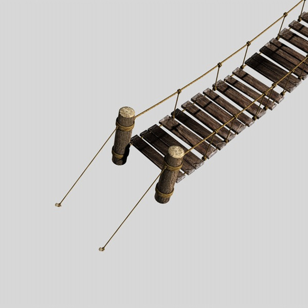 3d model rope bridge - Rope & Wood Plank Suspension Bridge... by Bondiana